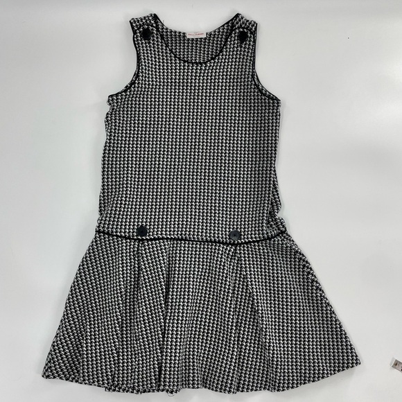 Hanna Anderson‎ Girl's Houndstooth Gingham Black & White Drop Waist Dress - Picture 1 of 8